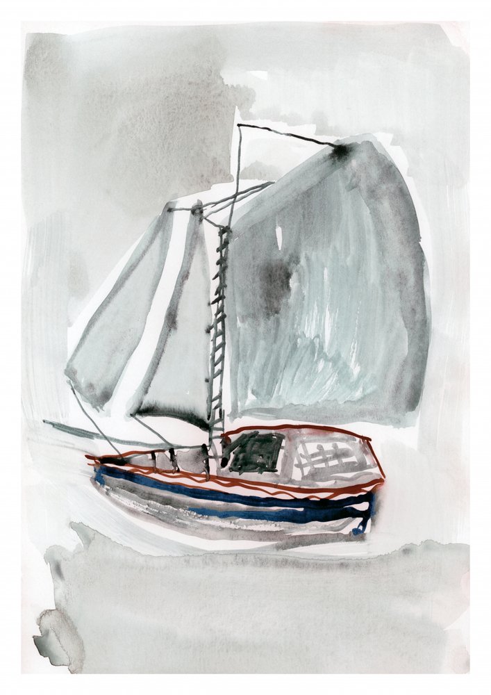 Serenes Segelboot treibend von cartissi