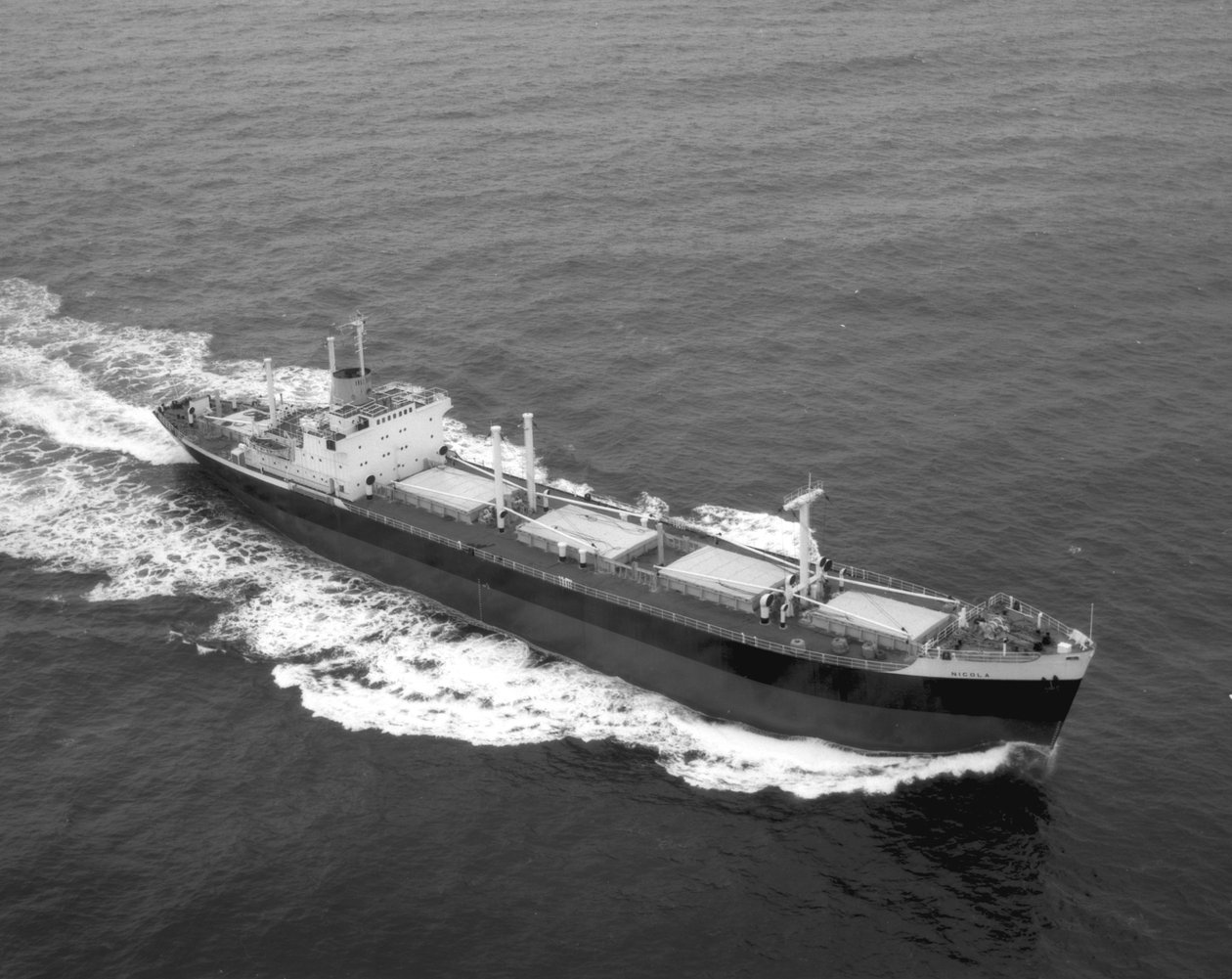 Luftaufnahme des Steuerbord-Bugviertels der Nicola, der ersten SD14, bei Probefahrten, 20. Februar 1968 von Unbekannt Unbekannt
