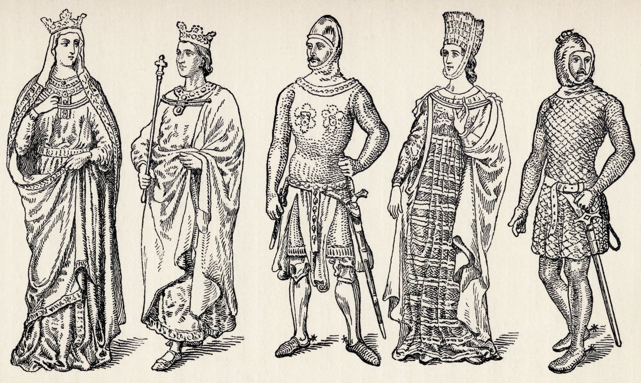 Kostüme der spanischen Könige und Adligen des 13. Jahrhunderts, Spanien, aus 