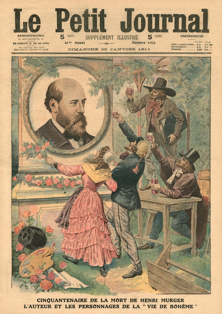 Fünfzigster Todestag von Henri Murger, dem Autor und den Charakteren von 