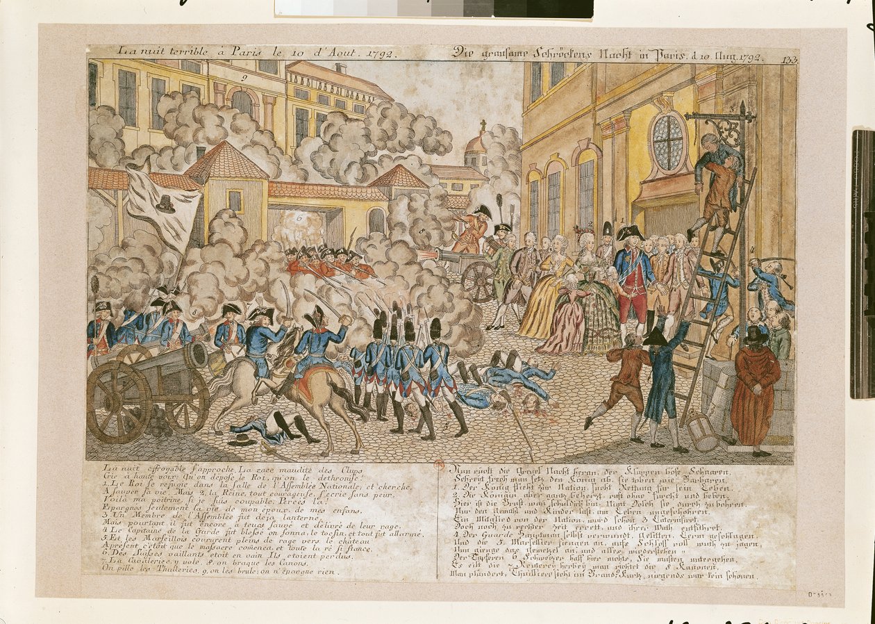 Die schreckliche Nacht in Paris, 10. August 1792 von French School