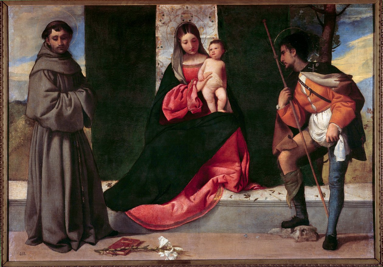 Die Jungfrau und das Kind zwischen dem heiligen Antonius von Padua und dem heiligen Rochus von Giorgione