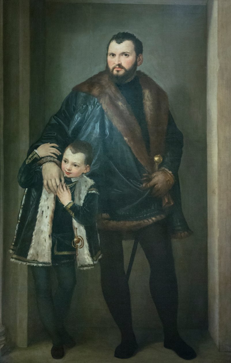 Porträt von Giuseppe da Porto mit seinem Sohn Adriano von (1528 88) Veronese