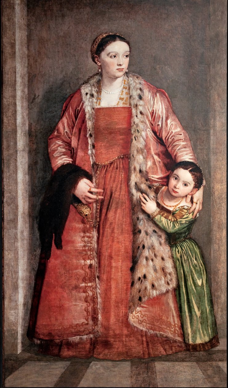 Porträt von Livia Porto Thiene und ihrer Tochter Deidamia von (1528 88) Veronese