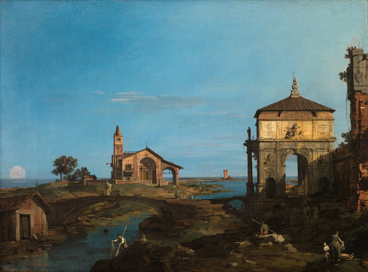 Eine Insel in der Lagune mit einem Tor und einer Kirche von (1697 1768) Canaletto