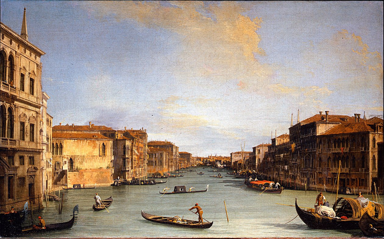 Blick auf den Canal Grande (Venedig, Italien) - Giovanni Antonio Canal, Öl auf Leinwand von Canaletto