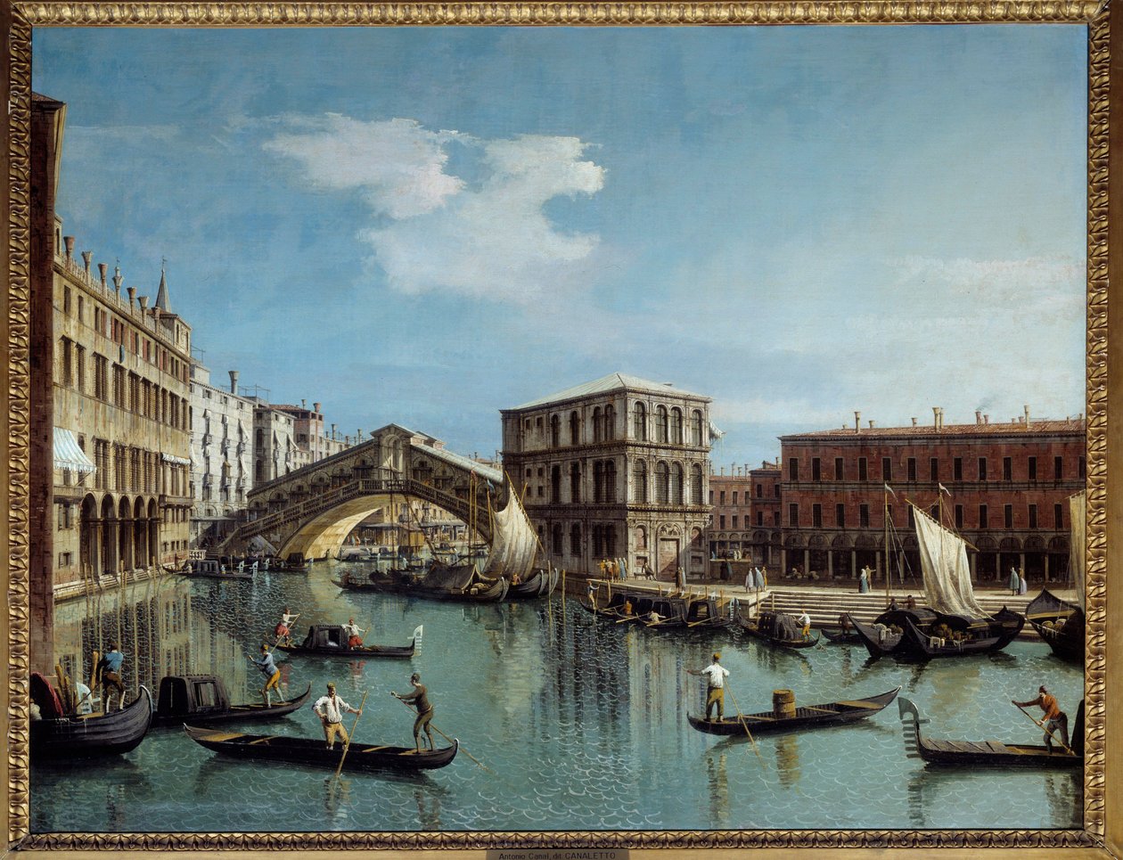 Die Rialtobrücke in Venedig von Canaletto