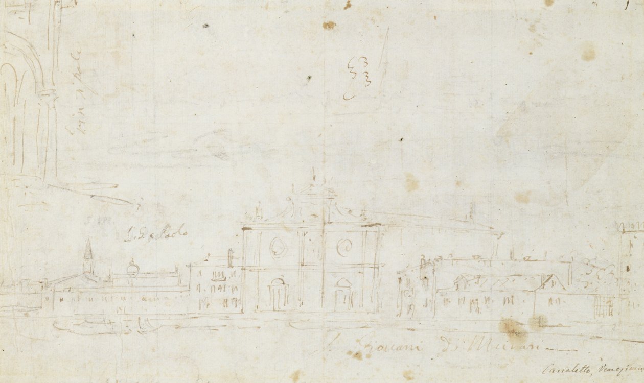 Murano: San Giovanni Dei Battuti, mit Venedig in der Ferne, um 1735-40 von Canaletto