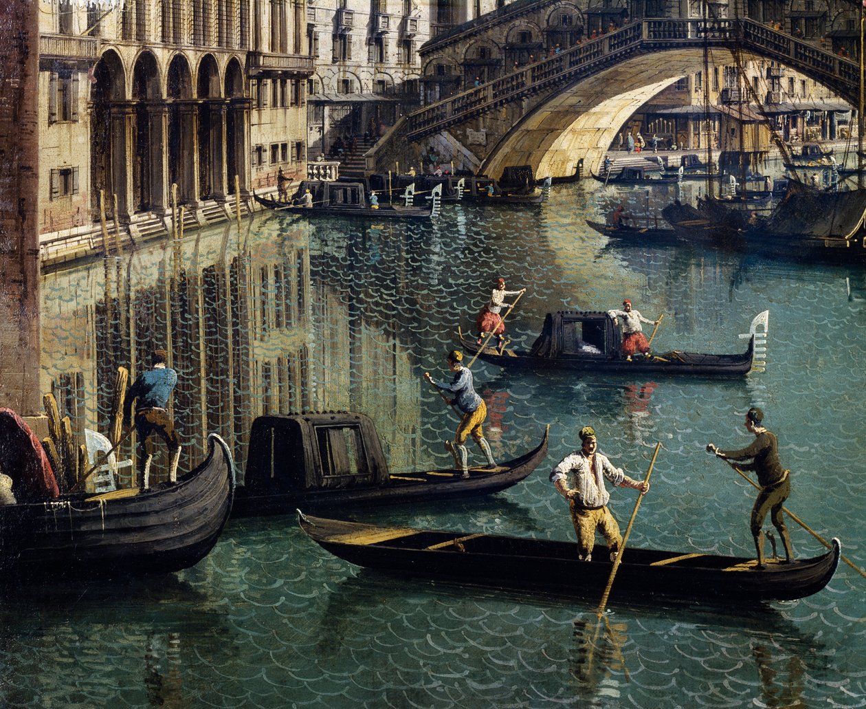 Die Rialtobrücke in Venedig (Detail) von Canaletto