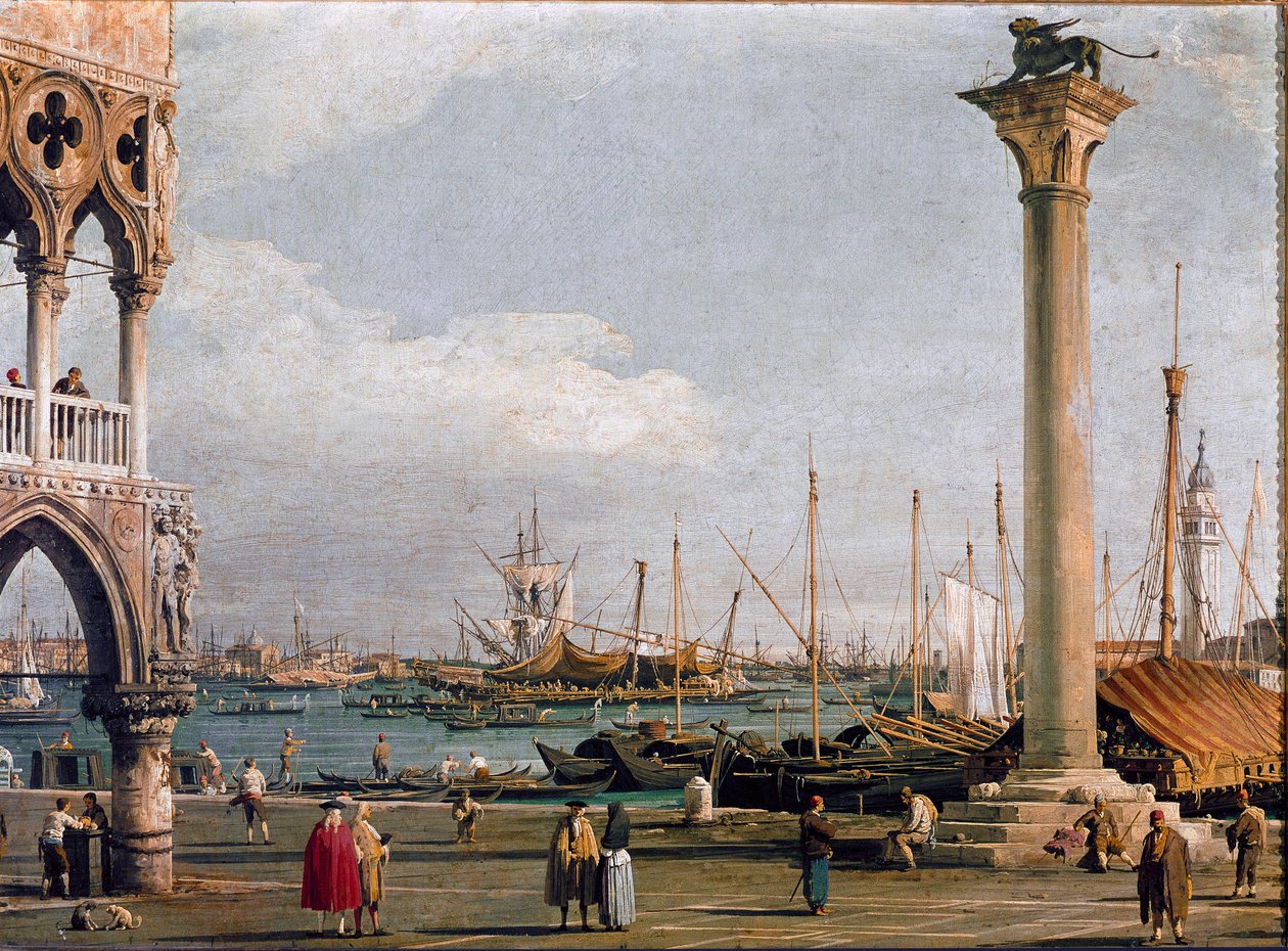 Ansicht des Beckens von San Marco und der Kirche San Giorgio Maggiore von der Piazzetta in Venedig von Canaletto