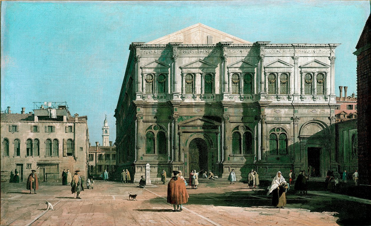 Ansicht der Schule San Rocco (Heiliger Rochus) in Venedig. Gemälde von Giovanni Antonio Canal, bekannt als Canaletto (1697-1768) 1730-1731. Dim. 47x80 cm England, Woburn Abbey von Canaletto