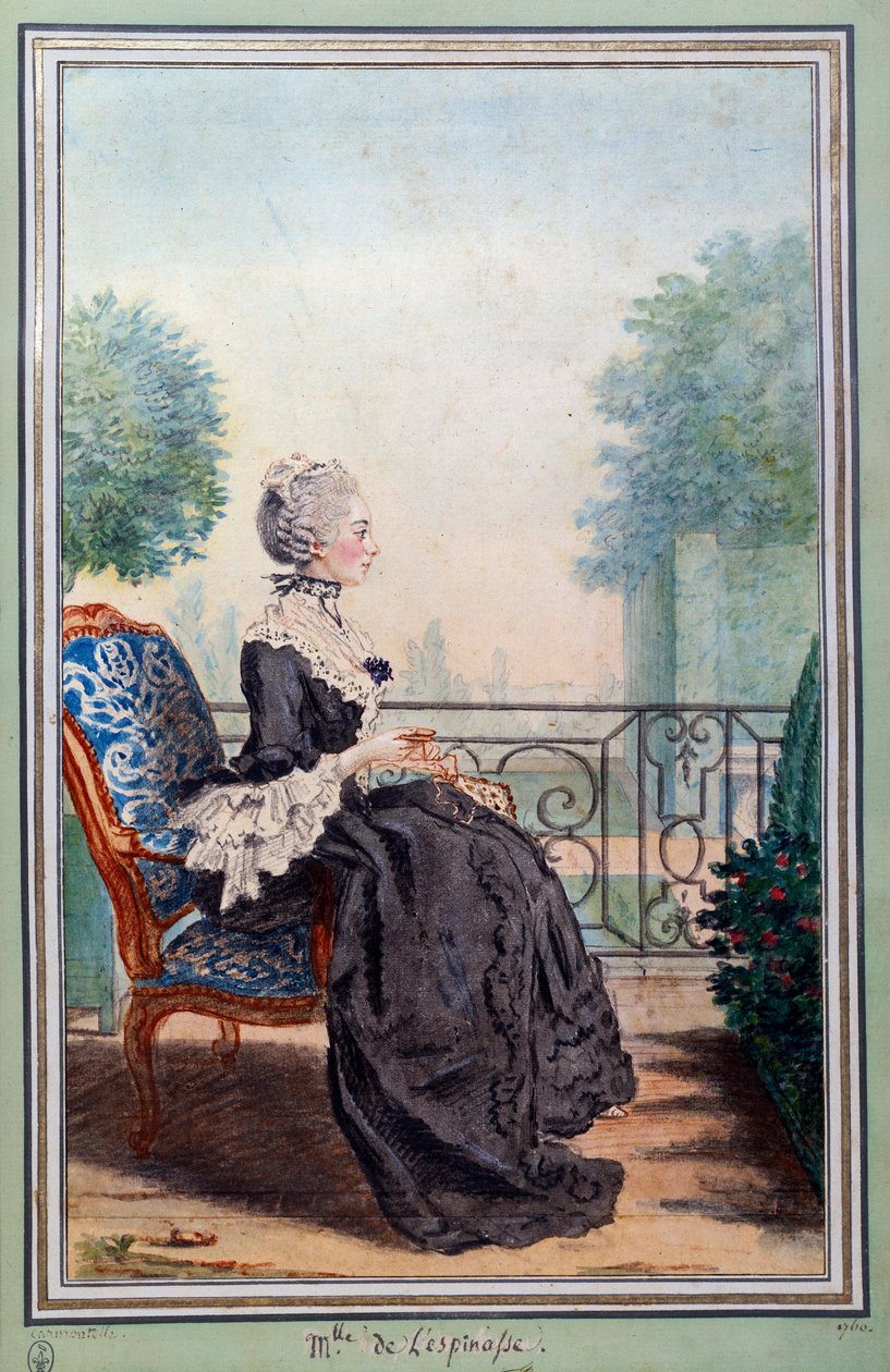 Ganzkörperporträt von Julie de Lespinasse (1732-1776), Schriftstellerin von Carmontelle