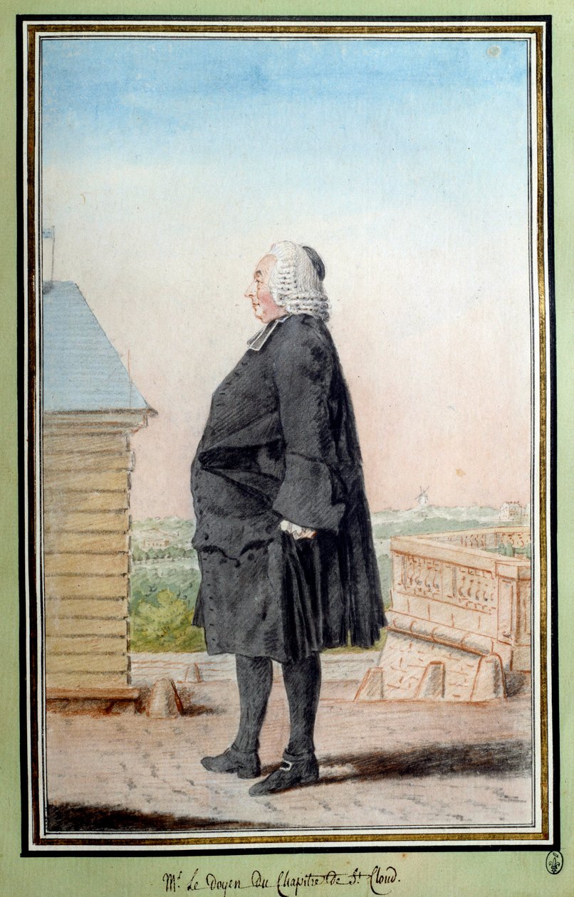 Porträt von Monsieur le Doyen du Chapitre de Saint Cloud Aquarell von Louis Carrogis dit Carmontelle (1717-1806) 18. Jahrhundert. Chantilly, Conde Museum von Carmontelle