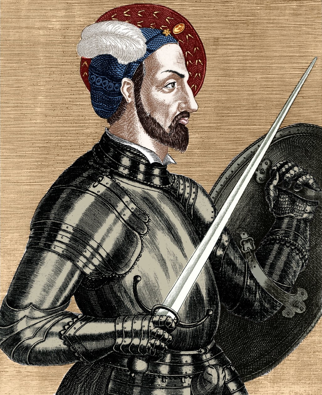 Karl von Bourbon (1490-1527), Oberbefehlshaber der französischen Armeen, koloriertes Dokument von (after) French School