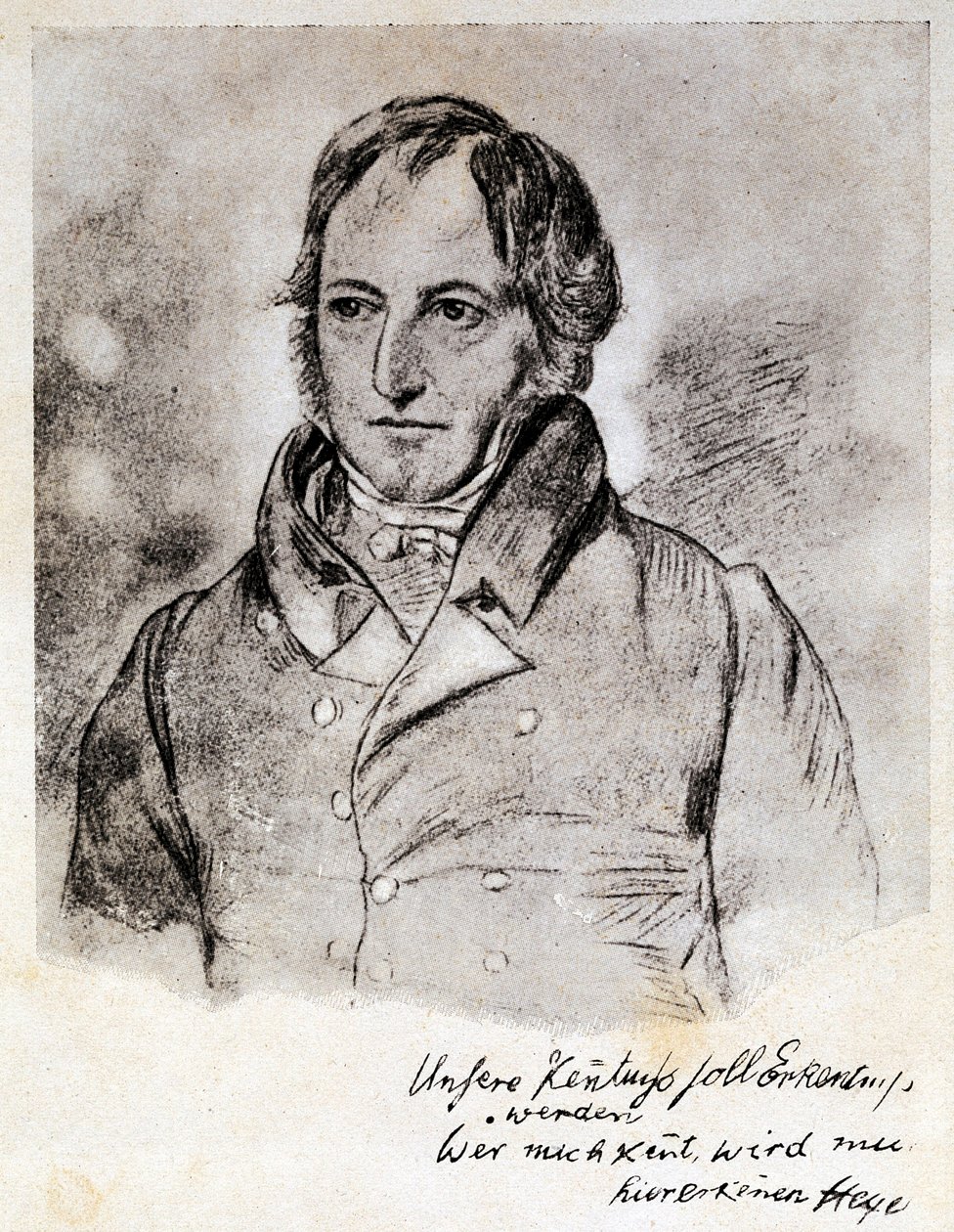 Porträt von Georg Wilhelm Friedrich Hegel (1770-1831), deutscher Philosoph und Idealist. Gravur nach einer Zeichnung von G. Hensel. von (after) German School