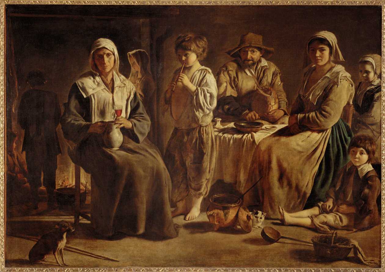 Bauernfamilie in ihrem Bauernhaus von (after) Le Nain Brothers