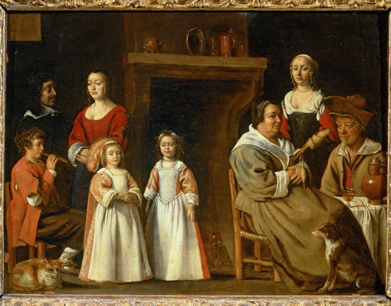 Portraits in einem Interieur von (after) Le Nain Brothers