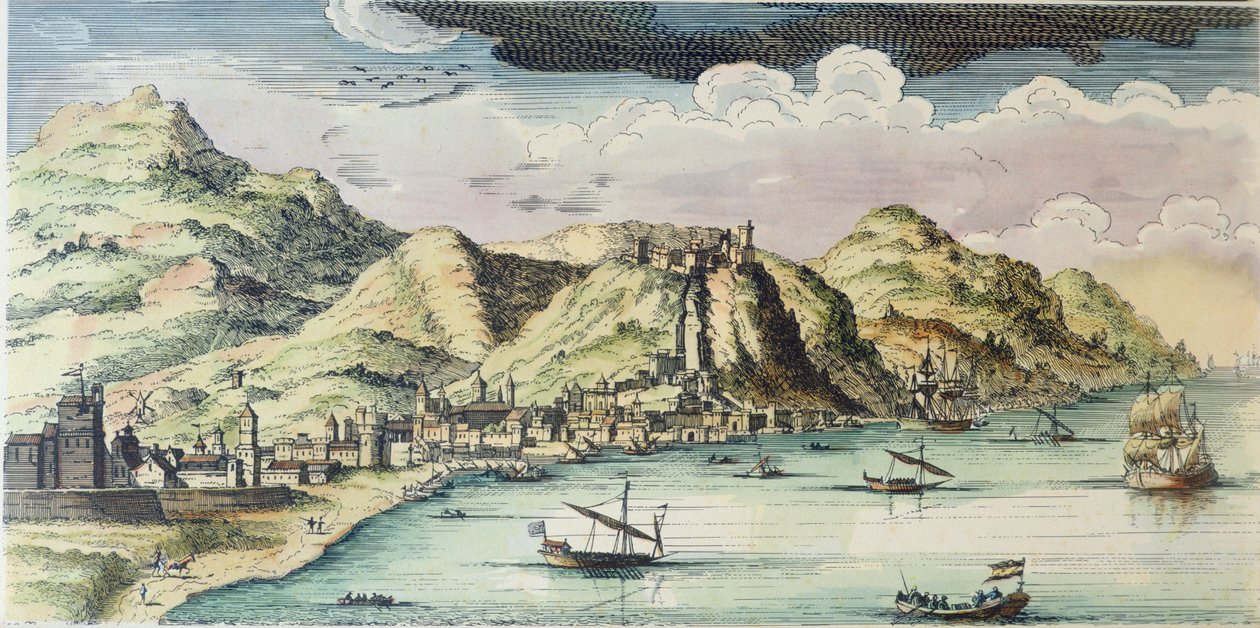 Ansicht der Stadt Málaga, Spanien von (after) Spanish School