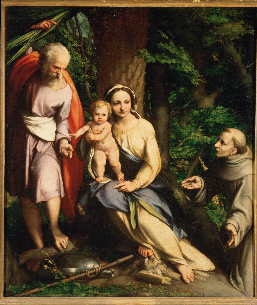 Die Heilige Familie mit dem Heiligen Franziskus - Rast auf der Flucht von (c.1489-1534) Correggio