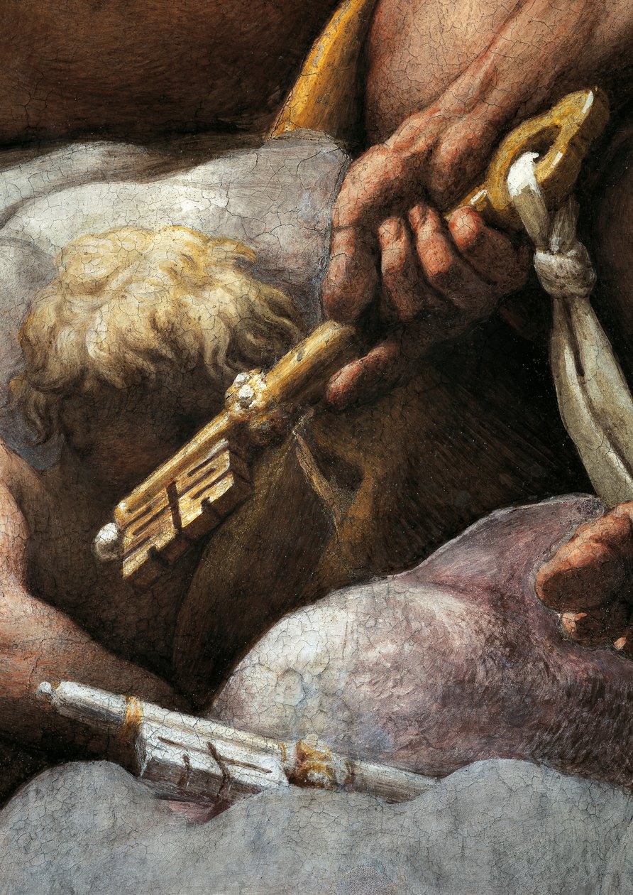 Vision des Heiligen Johannes Evangelist auf Patmos, Himmelfahrt Christi unter den Aposteln, oder Christus in Herrlichkeit von Antonio Allegri, bekannt als Correggio (1489-ca. 1534), Fresko, 966x888 cm Durchmesser an der Basis, (Detail), Kirche des Heiligen von (c.1489-1534) Correggio