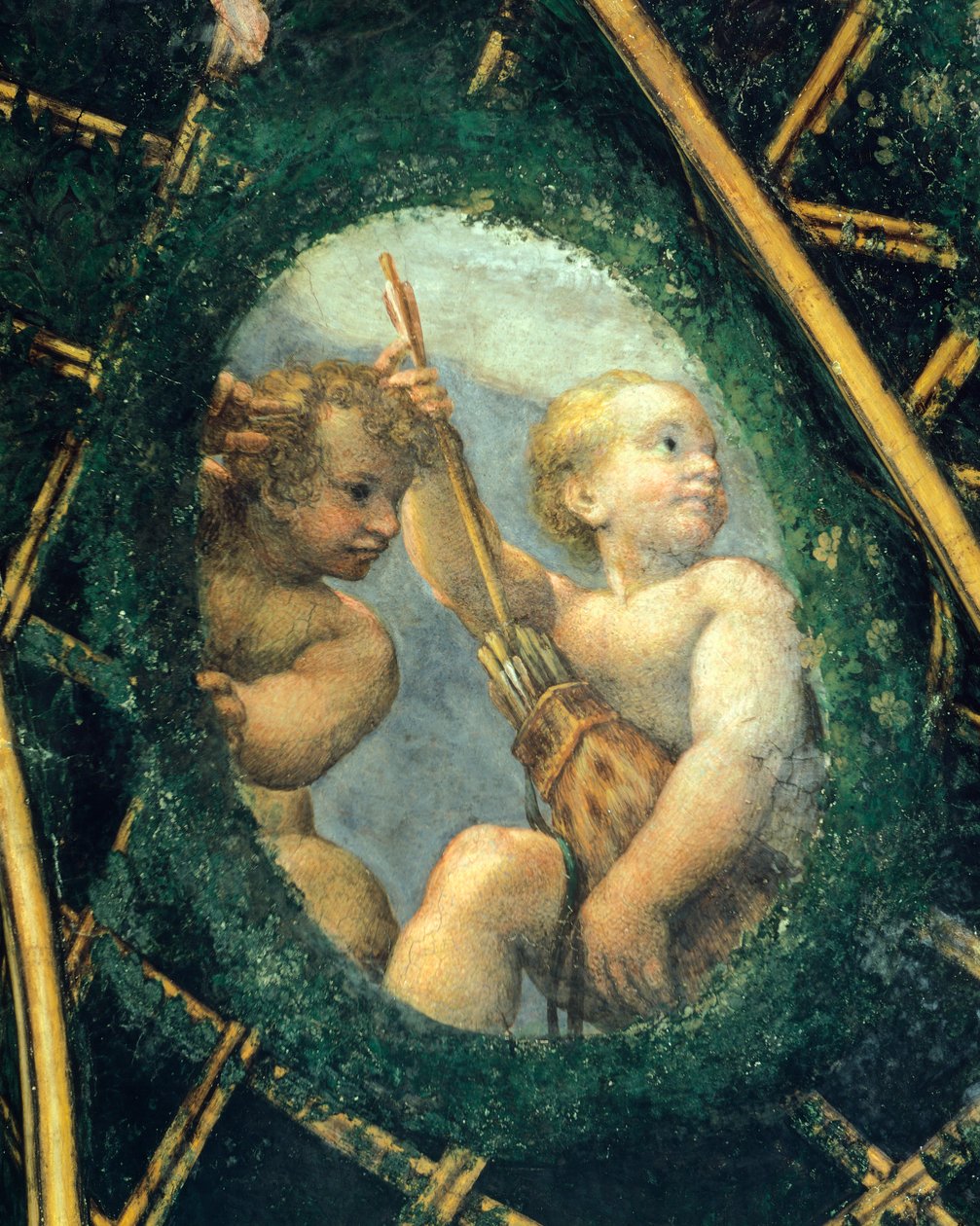 Ovate mit Putten, Fresko von Antonio Allegri Da Correggio (1489-1534) Äbtissinnenzimmer, Kloster San Paolo, Parma, Italien von (c.1489 1534) Correggio