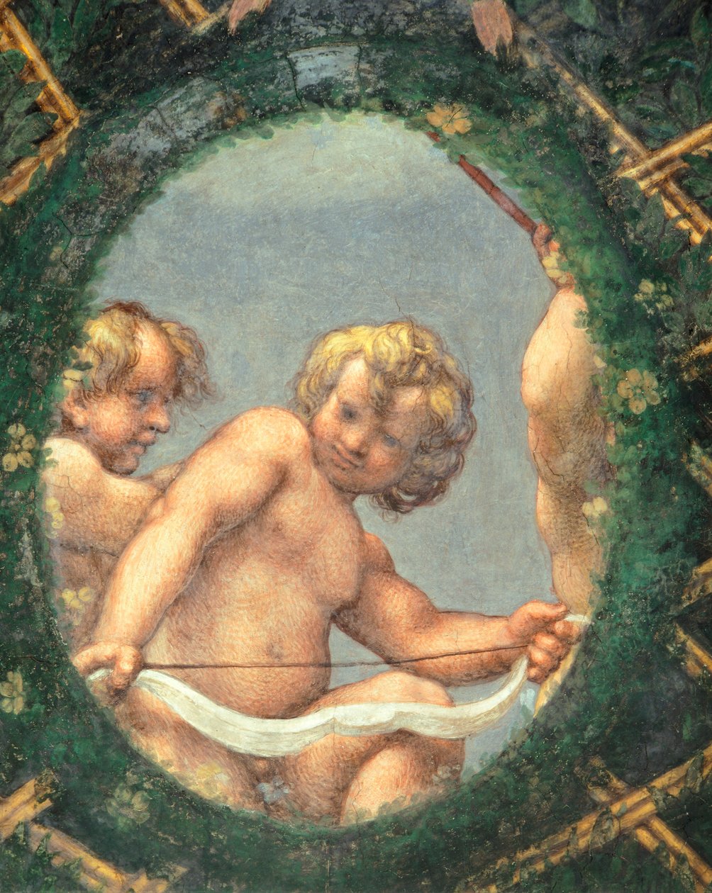 Ovate mit Putten, Fresko von Antonio Allegri Da Correggio (1489-1534), Äbtissinnenzimmer, San Paolo Kloster, Parma, Italien von (c.1489 1534) Correggio