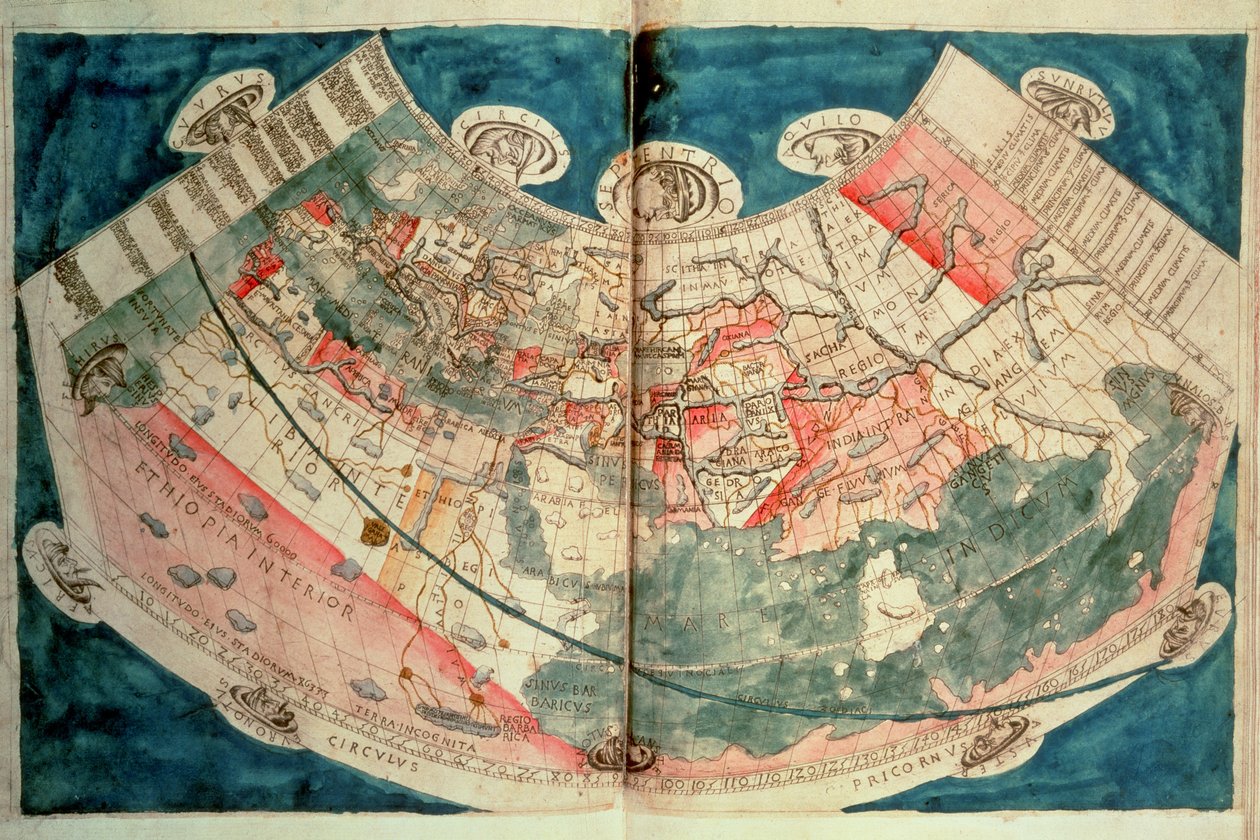 Weltkarte basierend auf einer Beschreibung von Ptolemaeus von (c.90 168)(after) Ptolemy