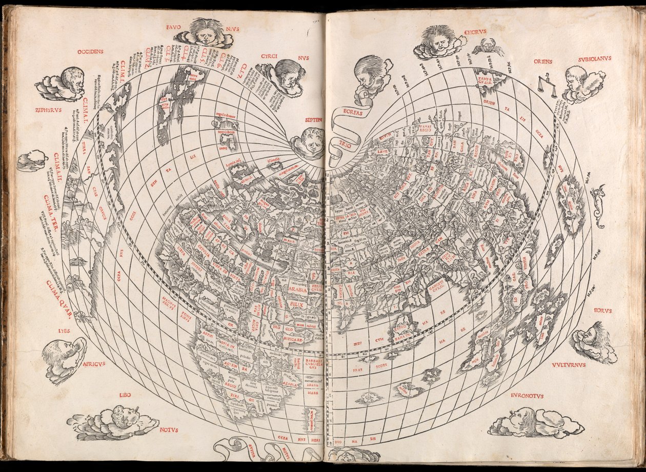 Claudii Ptholemaei Alexandrini Buch der Geographie mit Karten und universeller Figur und mit der Hinzufügung von Orten, die von den Neueren gefunden wurden, sorgfältig korrigiert und gedruckt von (c.90 168)(after) Ptolemy