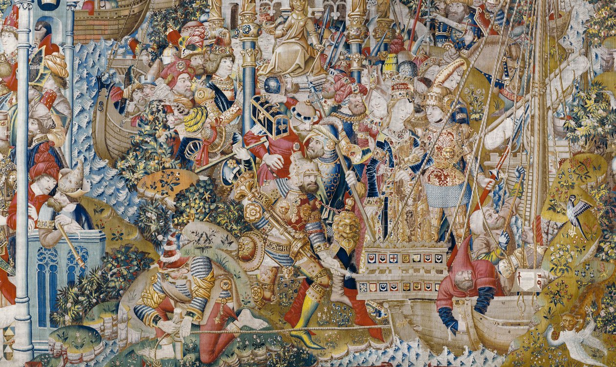Der Trojanische Krieg: Die Entführung der Helena, ca. 1470 (Wandteppich) von (fl.1450 75) Master of Coetivy