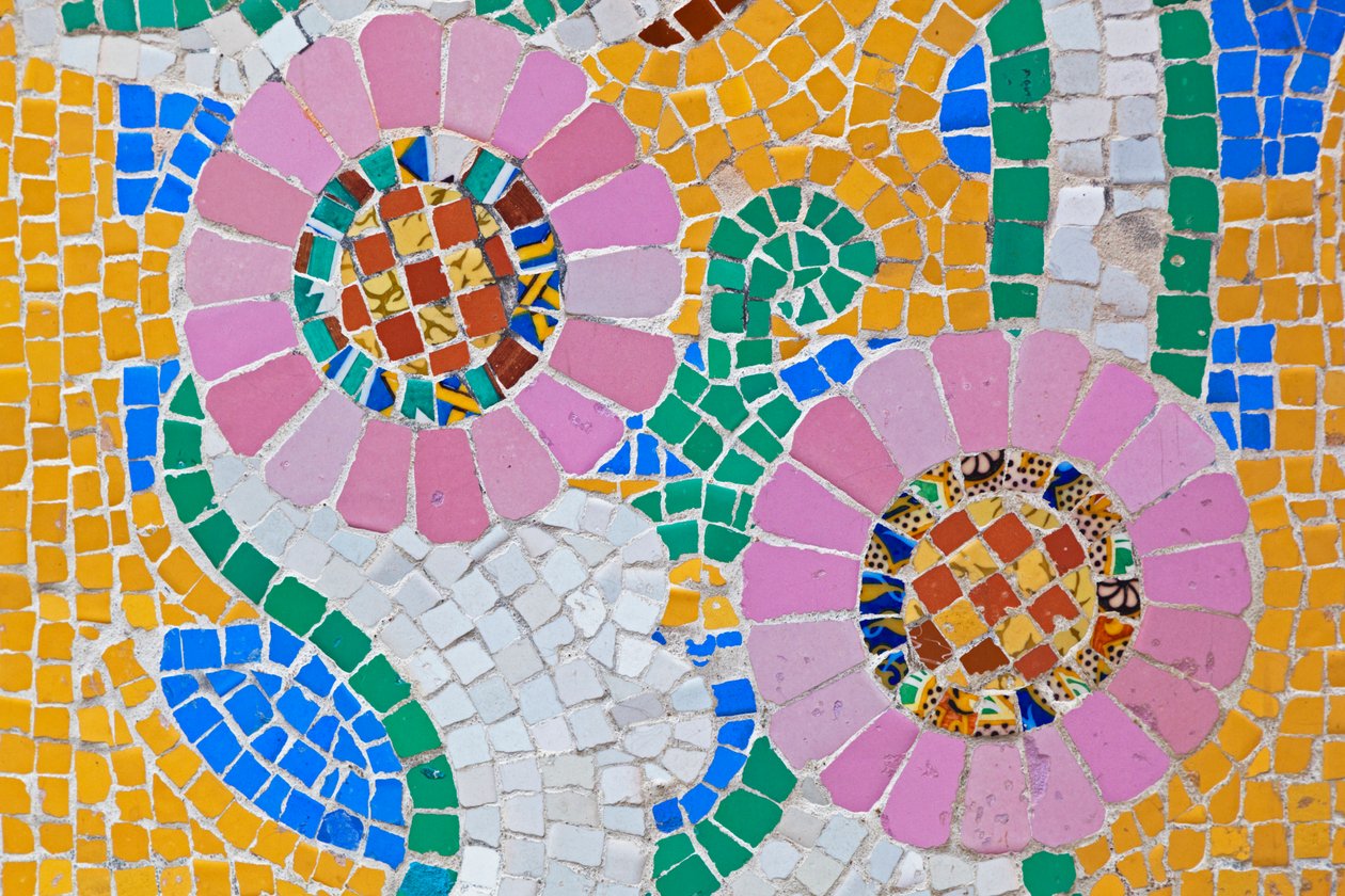 Barcelona, Spanien. Mosaikarbeit an der Fassade des Palau de la Música Catalana. Modernistisches Gebäude von Lluís Domènech i Montaner. Palast der katalanischen Musik. von Unknown