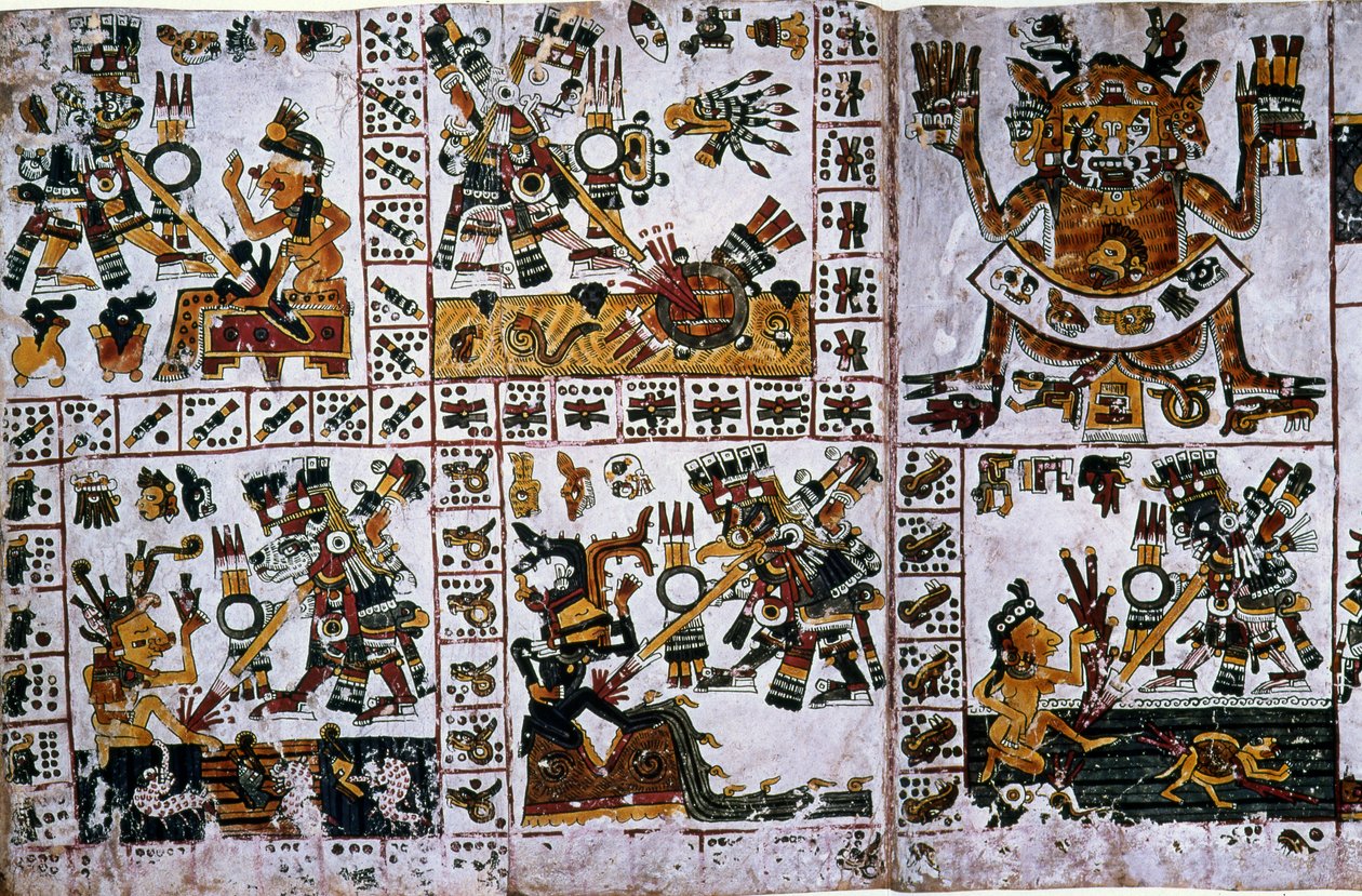 Detail (Codex Borgia) - Angriffe von Tlauizcalpantecuhtli, dem Gott Venus von Unknown