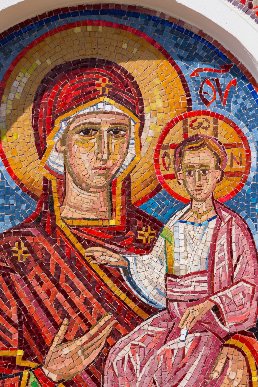 Mosaik der Jungfrau und des Kindes im Manastir Ostrog, Montenegro von Unknown