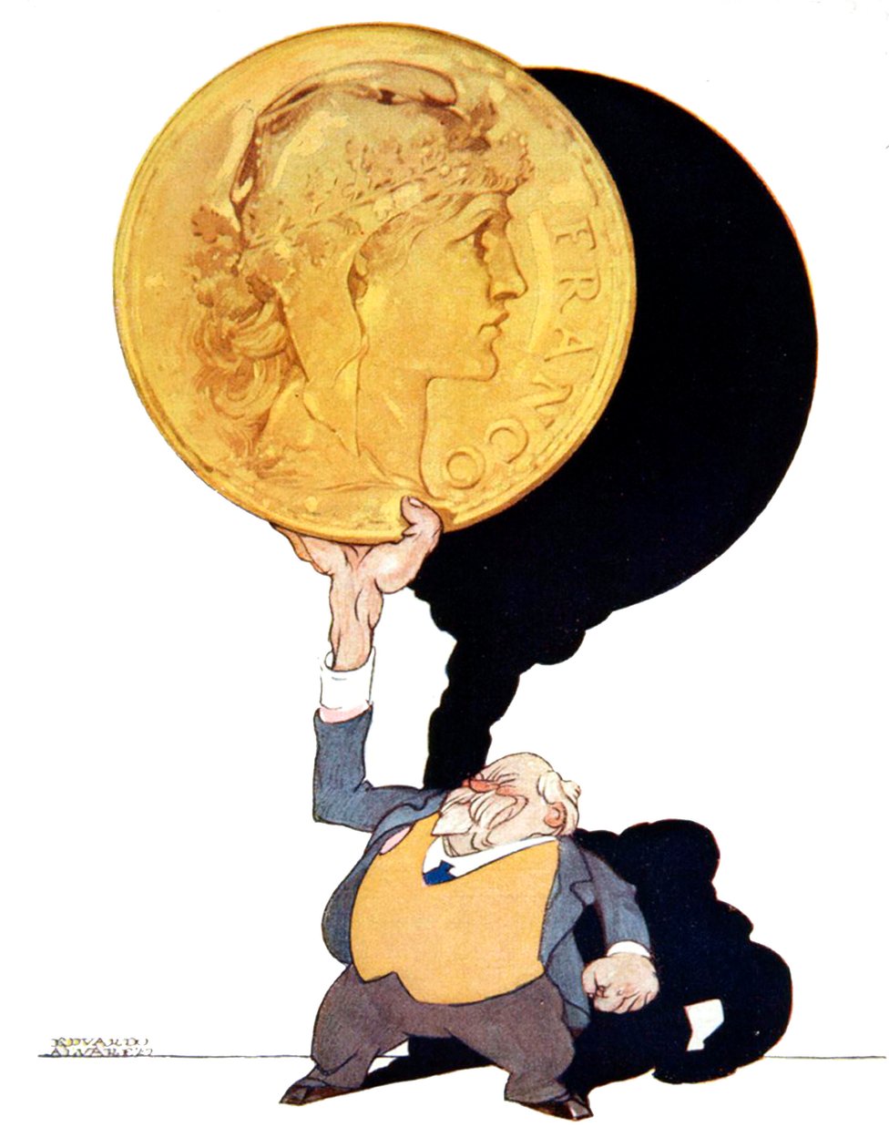Raymond Poincare, der Athlet Frankreichs, spanische Karikatur, 1926 von Unknown
