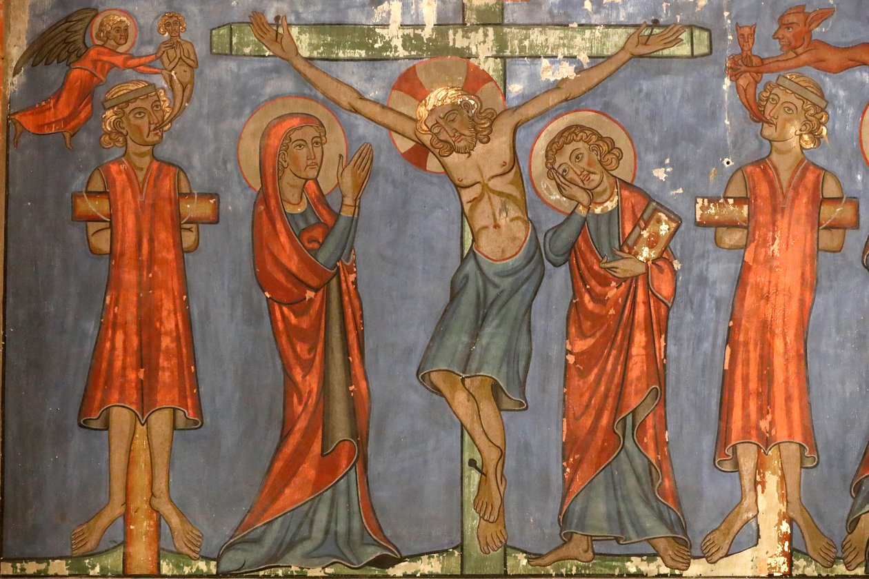 Saint-Pierre-le-Jeune Protestantische Kirche, Die Kreuzigung, Jesus am Kreuz, Fresko, Straßburg, Frankreich von Unknown