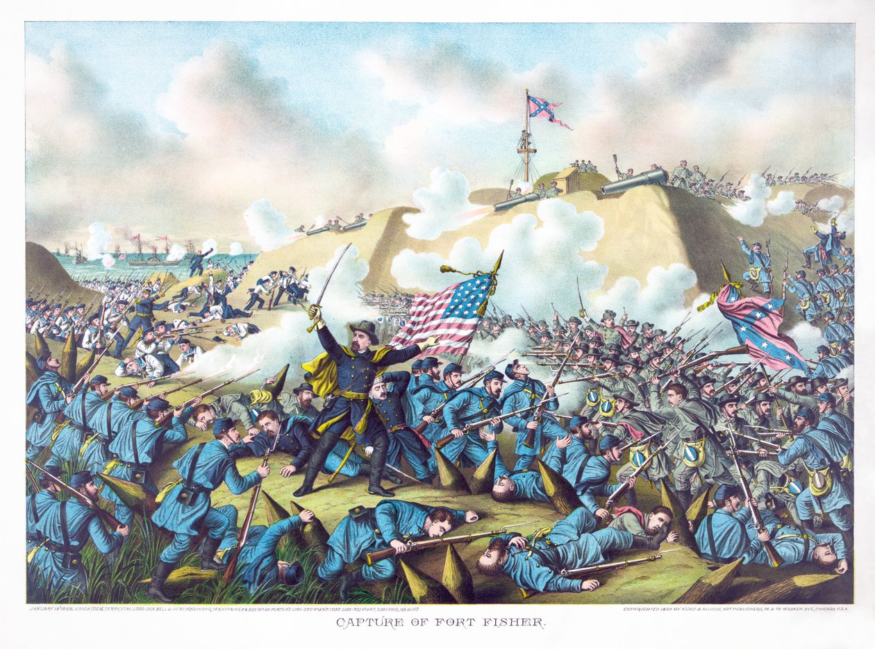 Eroberung von Fort Fisher, veröffentlicht von Kurz & Allison, 1890 von American School