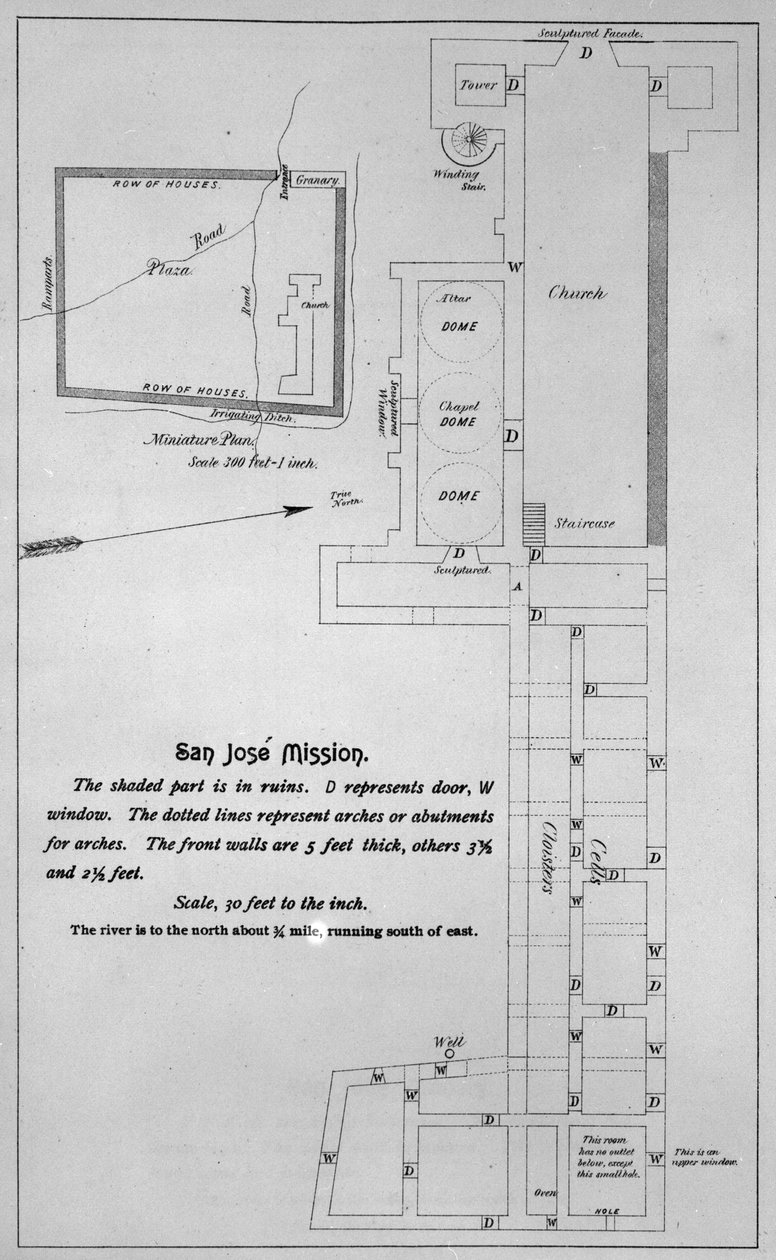 Grundriss der Mission San Jose y San Miguel de Aguayo von American School