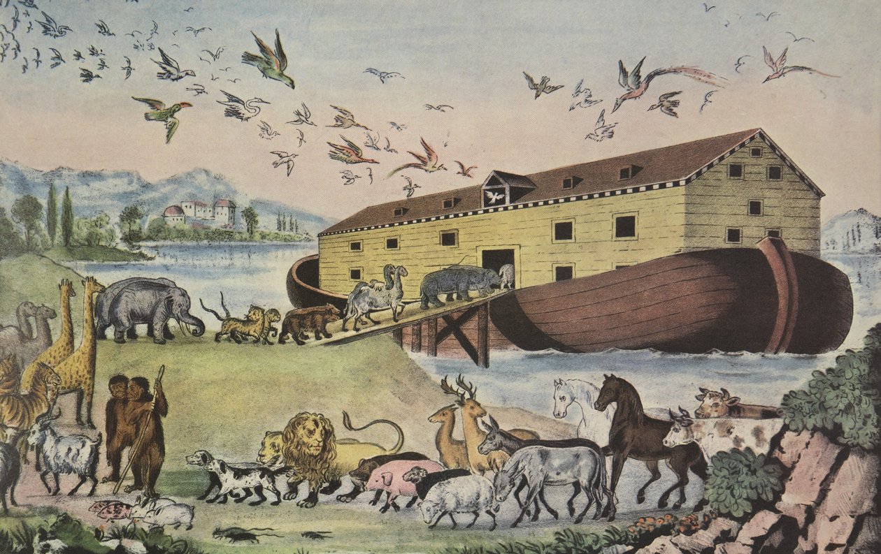 Noahs Arche, Und sie gingen hinein zu Noah in die Arche, je zwei von allem Fleisch, in dem Lebensodem war - Gen. VII 15 von American School