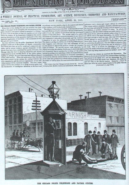 Das Chicagoer Polizei-Telefon- und Patrouillensystem, aus Scientific American, 23. April 1881 von American School