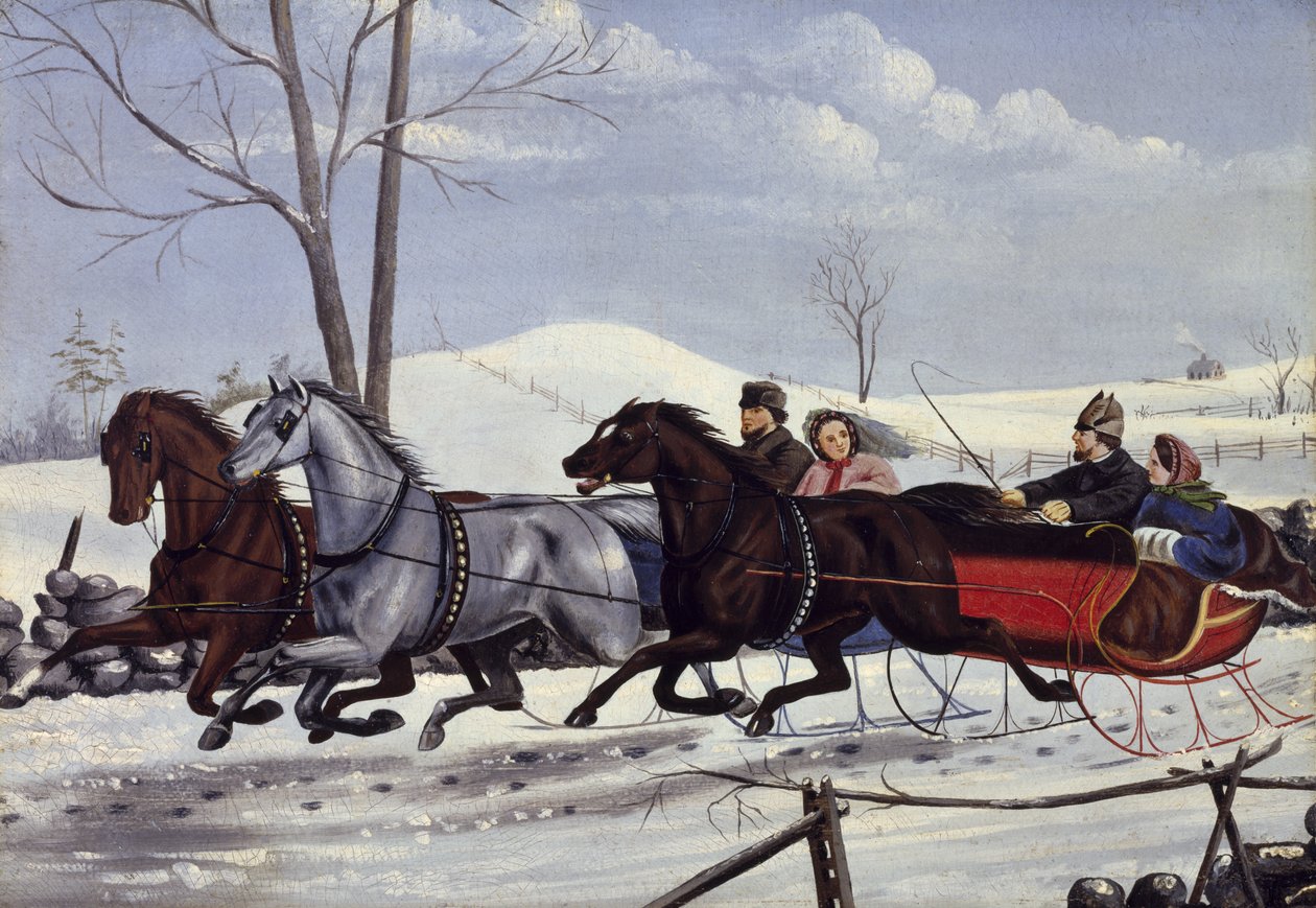 Das Schlittenrennen, ca. 1865 von American School