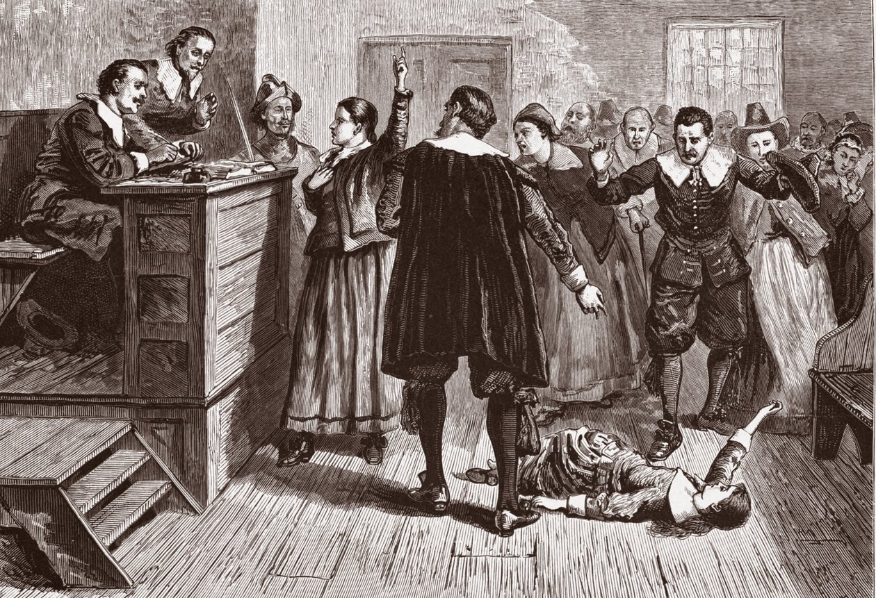 Hexerei im Dorf Salem; aus Pioneers in the settlement of America: from Florida in 1510 to California in 1849; William A Crafts; veröffentlicht 1876 von American School