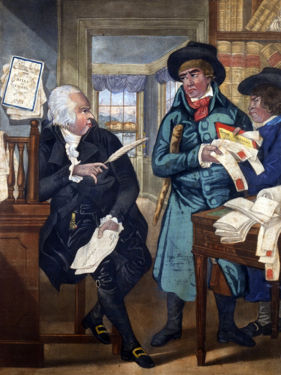 Ein Gerichtsvollzieher und ein Anwalt - Ein Spiel für den Teufel, ca. 1780, gedruckt und verkauft von Carington Bowles, 1793 von English School