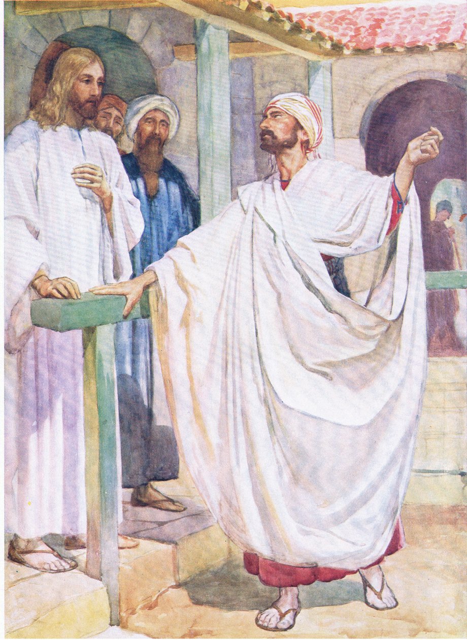 Ein Edelmann sucht Jesus, aus Das Bibelbilderbuch veröffentlicht von Thomas Nelson, ca. 1950 von English School
