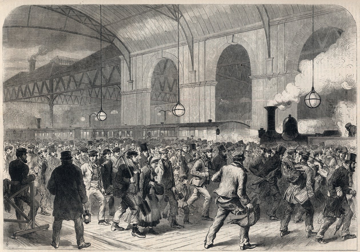 Ankunft des Arbeiter-Penny-Zuges am Victoria-Bahnhof in London von English School