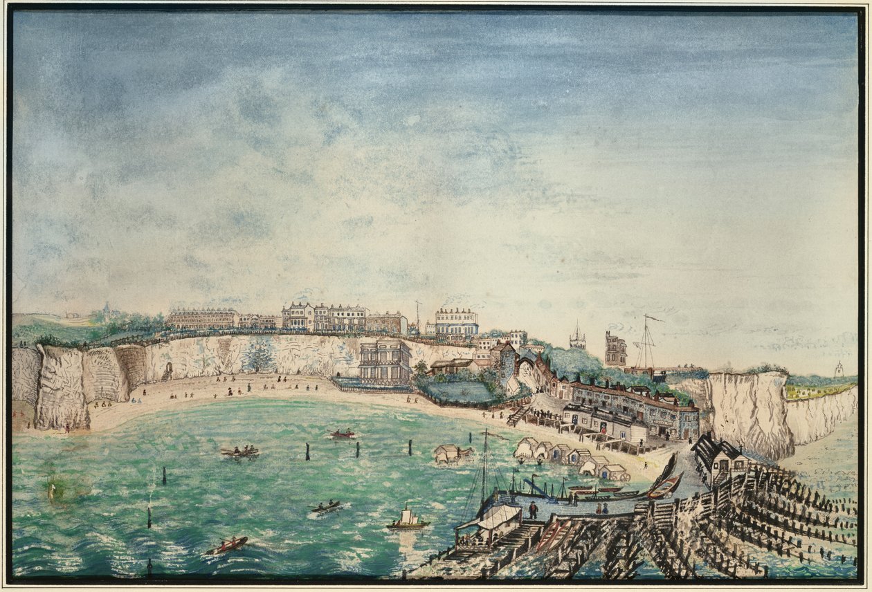 Blick auf den Strand und Hafen von Broadstairs, Kent, ca. 1830 von English School