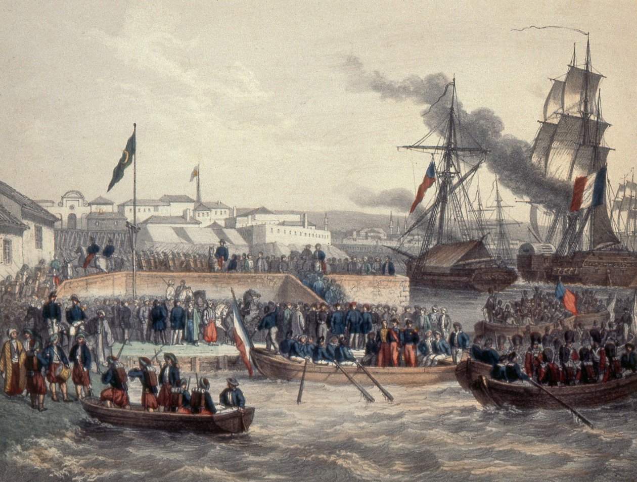 Englische und französische Truppen landen auf Befehl von Marschall St. Arnaud, 1854 von French School