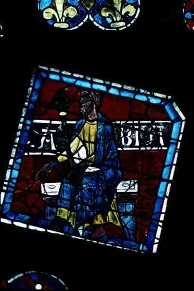 König Abia (Detail) aus dem Nordrosenfenster, ca. 1223 von French School