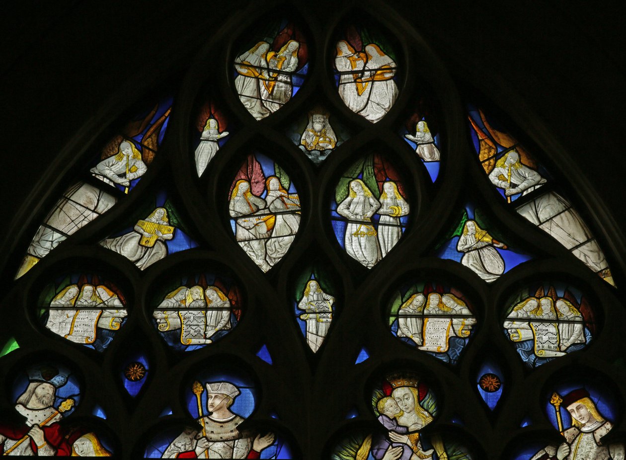 Fenster, das musizierende Engel darstellt, ca. 1500-10 von French School