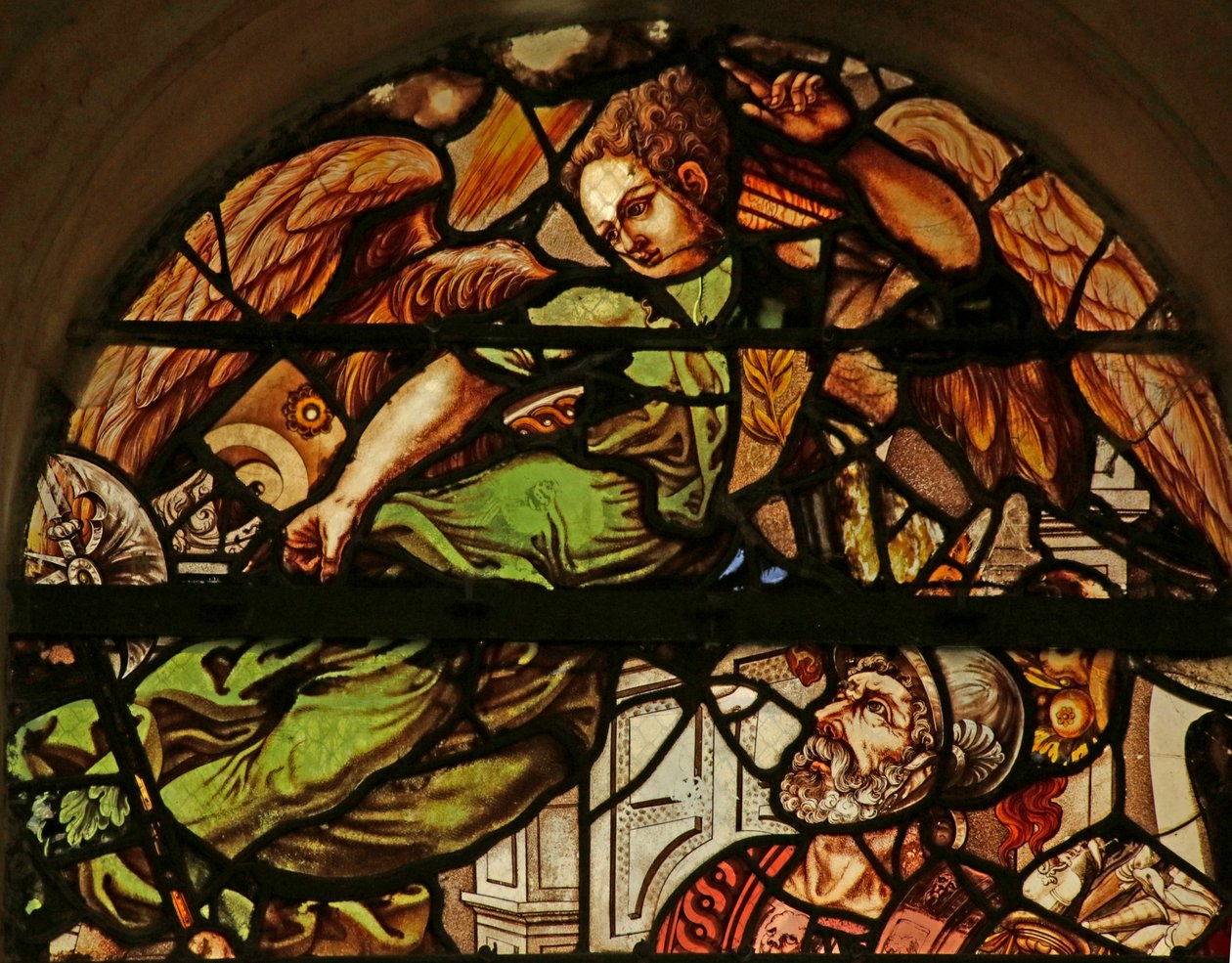 Fenster, das den Engel zeigt, der den heiligen Petrus im Gefängnis besucht, 16.-17. Jahrhundert von French School