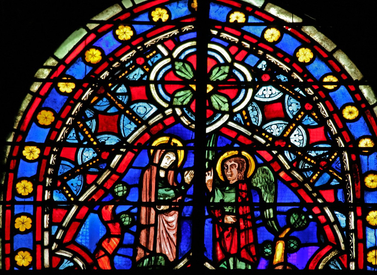 Fenster mit Darstellung der Verkündigung an Anna von French School