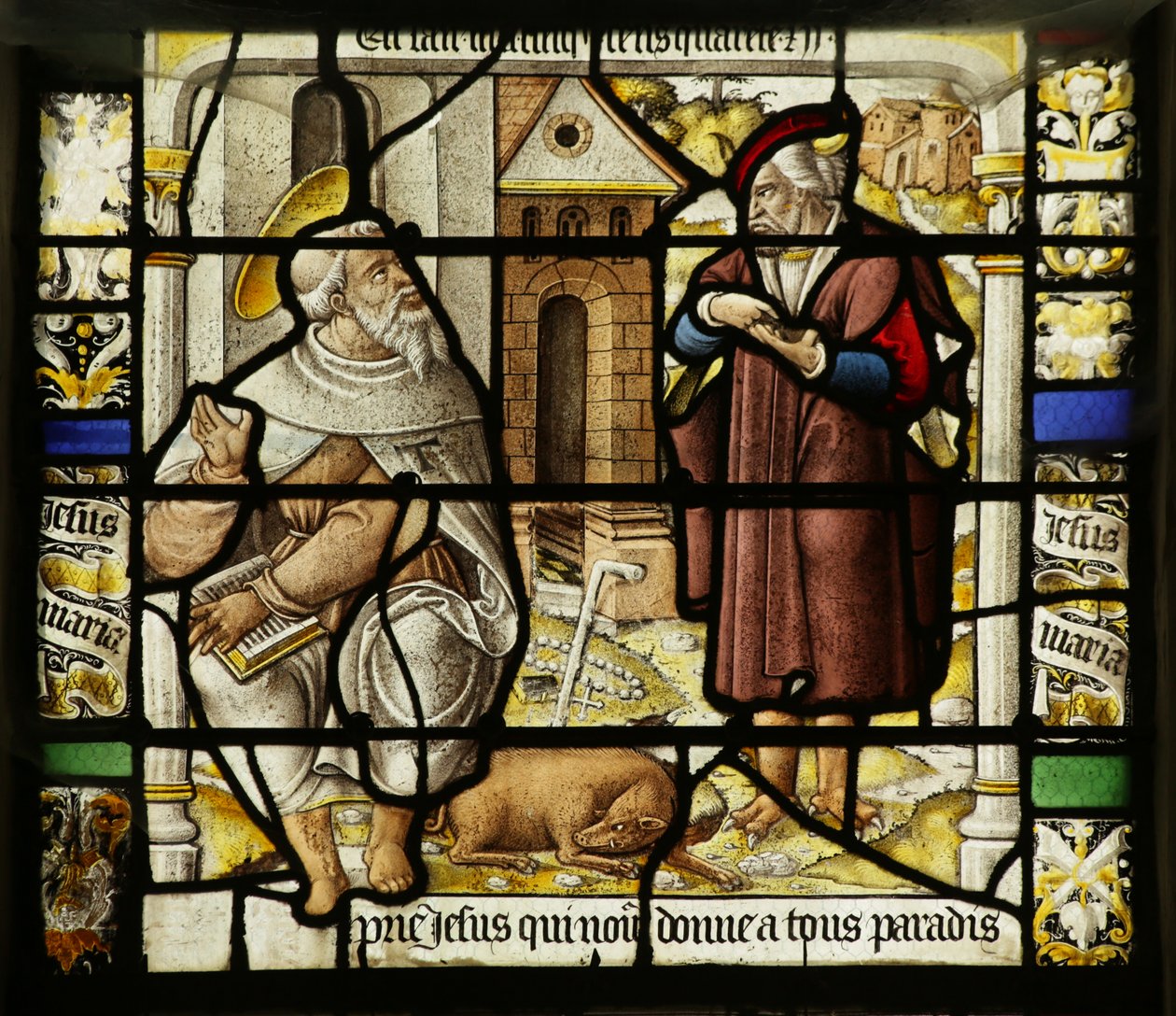Fenster mit Darstellung der Versuchung des Heiligen Antonius von French School